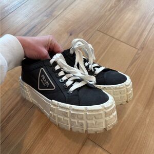 REVOLVE Black Canvas Sneakers with White Soles